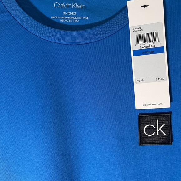 Calvin Klein French blue long sleeve crew neck cotton shirt. - Picture 3 of 6